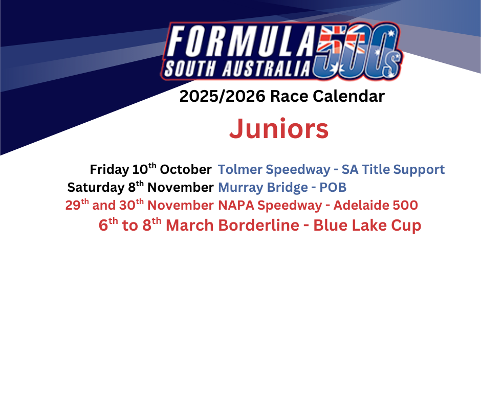 Formula 500 South Australia race calendar for Juniors